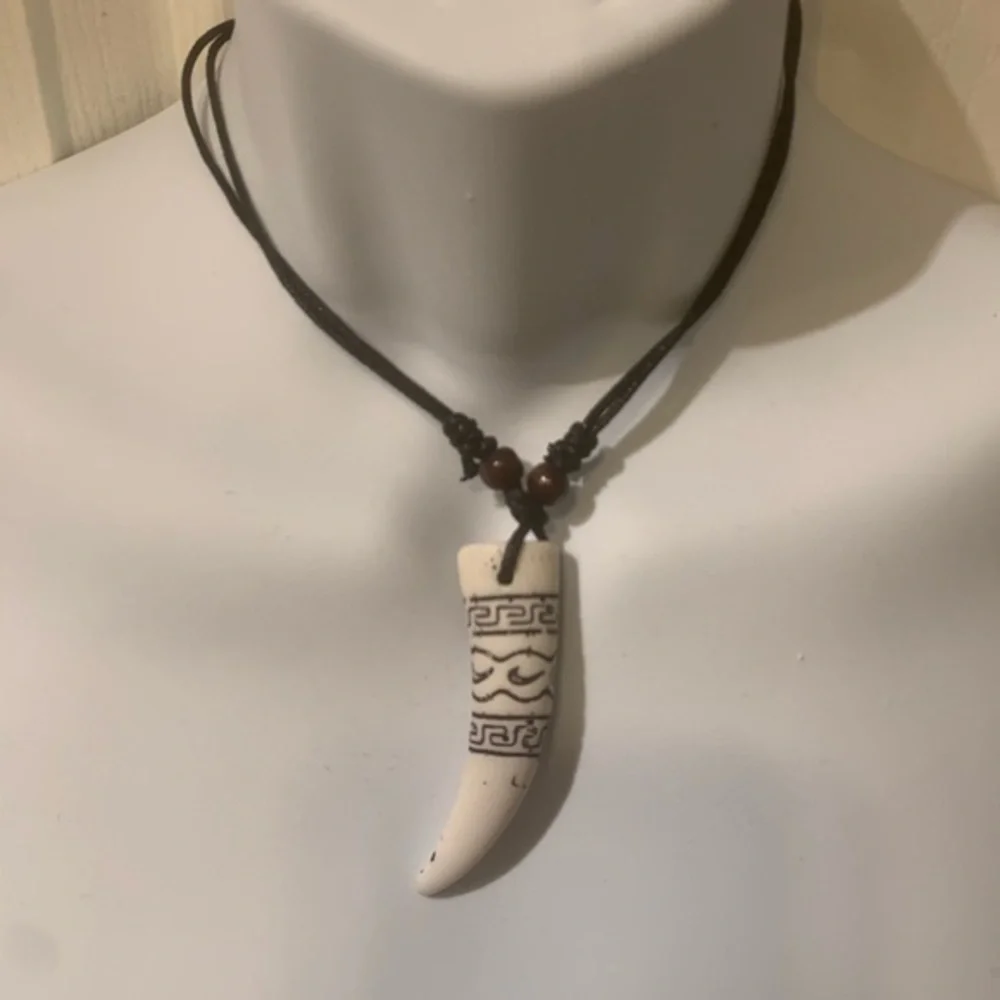 Unisex poly tribal tusk necklaces